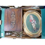 A mixed collection of items to include: wooden box,