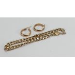 9ct gold bracelet & 9ct earrings: Gross weight 6.2g.