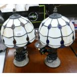 Two Small Leaded Glass effect table lamps(2):