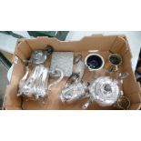 A collection of Silver Plated items to include: Tea Pot, Coffee Pot,