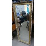 Large Gilt Effect Framed wall Mirror: 49 x 127cm