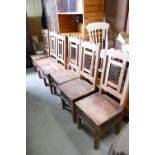 Modern Fruitwood set of six dinning chairs: with wrought iron effect panels(6)