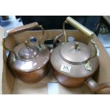 Two Large Copper Kettles: height of tallest 30cm(2)