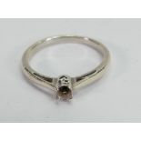 9ct white gold ladies ring shank:with stone missing, size O, 2,