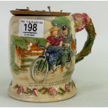 Crown Devon Fieldings Musical Daisy Bell Cycling Tankard: movement detached, height 13.