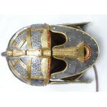 Reproduction Re Enactment Metal Fantasy Helmet: quality piece with leather interior