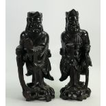 1920's Chinese Hardwood figures: height 38cm(2)