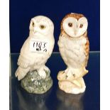 Beswick Whisky Decanters: Snowy Owl and barn Owl (both empty)