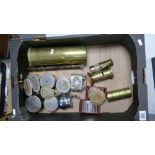A mixed collection of items to include: Metal Money Banks, Brass items,