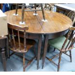 19th Century Mahogany Part Dinning Table: two D ends,