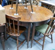 19th Century Mahogany Part Dinning Table: two D ends,