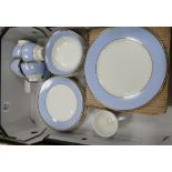 Modern Royal Doulton Dinner & Tea Ware: pale blue with gilded edge