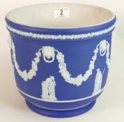 Wedgwood blue dipped large planter: height 20cm