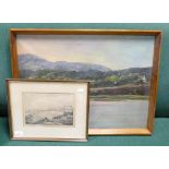 Framed Print of Broadstairs Kent: together with similar painted item(2)