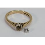 9ct gold diamond ring: with detached .25ct diamond, 2.7g.