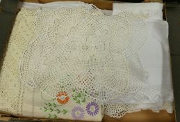 A collection of Lace Table cloths & doily's: