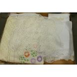 A collection of Lace Table cloths & doily's: