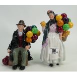 Royal Doulton Seconds character figures The Balloon Man HN1954 & Biddy Pennyfarthing HN1843(2)