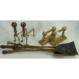 Two Brass Early 20th Century Fire side sets: