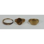 9ct gold items: including scrap gold rings, 4.3g.