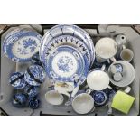 A mixed collection of items to include: Blue & White Ginger Jars,