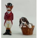 Royal Doulton Small Huntsman Fox :together with similar sleeping puppies Hn2586(2)