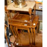 A collection of 20th century furniture to include: next of tables, foot stool,