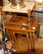 A collection of 20th century furniture to include: next of tables, foot stool,
