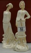 Royal Doulton Art Deco Figures: Eliza HN3801 & seconds Sophie HN3793(2)