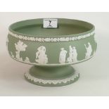 Wedgwood sage green footed fruit bowl: diameter 20cm
