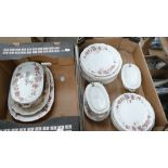 A large collection of Floral decorated Victorian Dinner ware: two trays