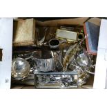 A mixed collection of items to include:Silver plated items of varying types