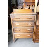 1930's Oak Chest of Four Drawers: