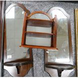 Three Shelved Oak Framed Wall Mirrors(3):
