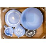 A mixed collection of Wedgwood Jasperware: to include a bowl, trinket box,