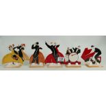 Wedgwood Clarice Cliff collection Bizarre Art Deco style Age of Jazz figures: height of tallest 13.