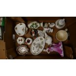 A mixed collection of items to include: Coalport Lady Figure, Royal Albert Old Country Roses Items,