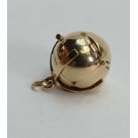 9ct Yellow Gold and sterling silver Masonic Orb Fob Ball Cross Pendant: Clasp and ring stamped 375,