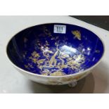 Large Coalport blue & gilt fruit bowl: Measures 25.5cm wide.