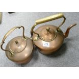 Two Large Copper Kettles: height of tallest 32cm(2)