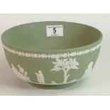 Wedgwood sage green footed fruit bowl: diameter 19.