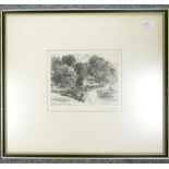 Sir Seymour Haden etching Kenarth: Original Agnew label to reverse, signed in pencil in margin,