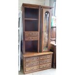 Modern Dark Wood 3 Piece Display Cabinet / Sideboard: