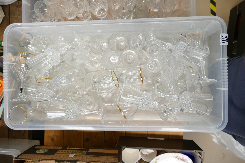 A large collection of glassware