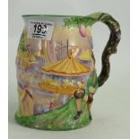 Musical Embossed Jug with Fairground Scene: height 16cm