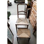 Rush Seated Dinning Chair: together with small bobbin turned stool(2)