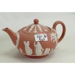 Wedgwood terracotta jasperware tea pot: chip to spout