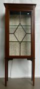 Edwardian Mahogany inlaid single drawer China cabinet: Width 56cm x height 138 and depth 29cm