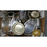 A mixed collection of items to include: Silver plated teapots,