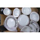 Susie Cooper Corinthian Patterned items to include: Soup Bowls and Saucers, Dinner Plates,